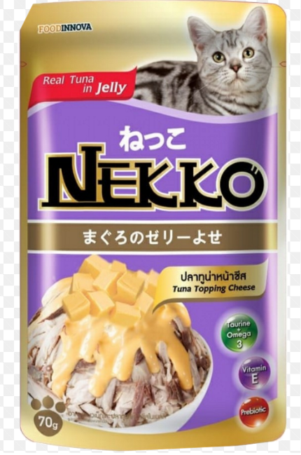 Nekko Tuna in Jelly with Cheese Topping Cat Food Pouch - 70gm