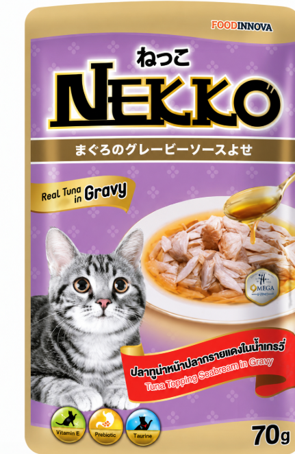 NEKKO POUCH 70G - TUNA TOPPING SHRIMP AND SCALLOP IN JELL