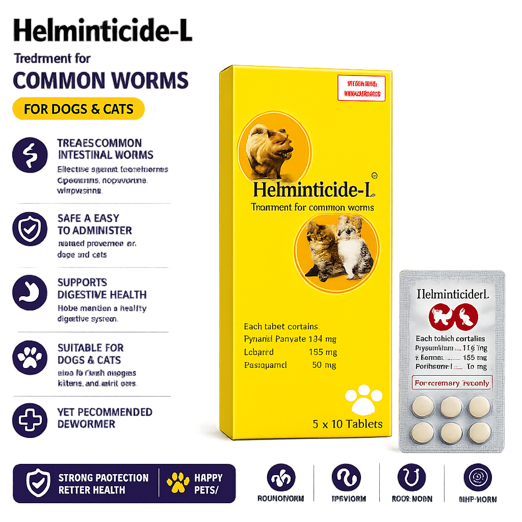 Helminticide-L Deworming Tablet for Pets & Cats -(1 Tablet)